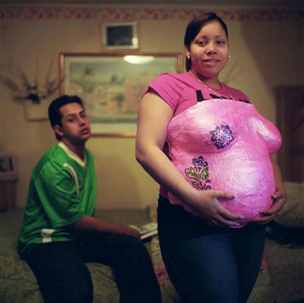 Damaris Nevarez, nineteen and seven months pregnant.